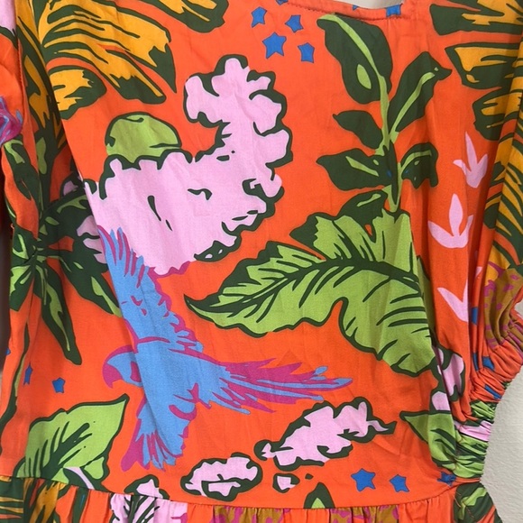 Gold Asymmetrical Ruffled Sundress with Puff Sleeves - Picture 8 of 12